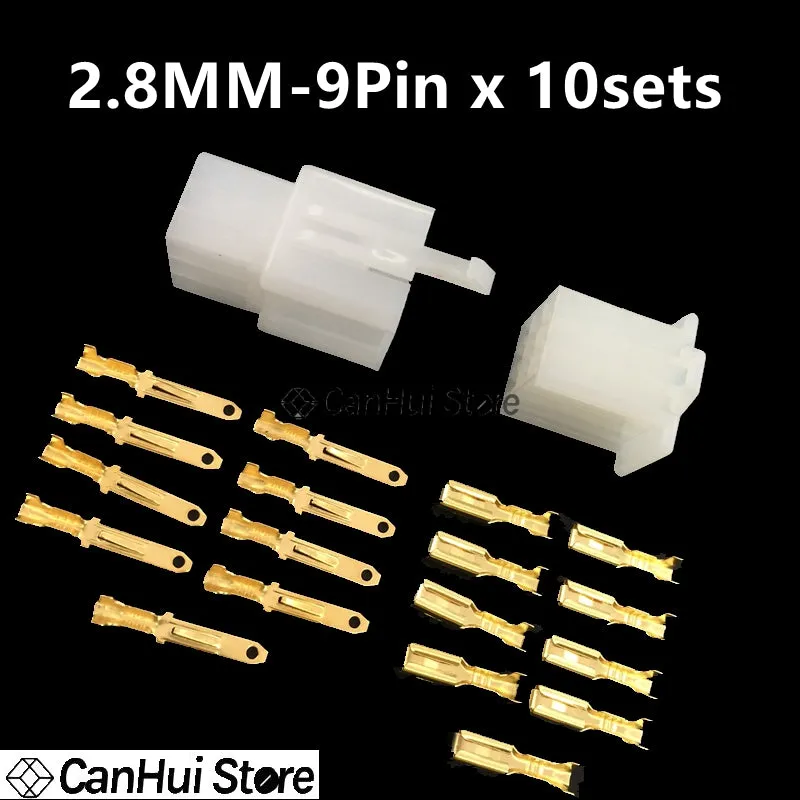 10 Set 2.8Mm Connector 2P 3P 4P 6P 9P 2Pin Electrical 2.8 Connector Kits Male Female Socket Plug For