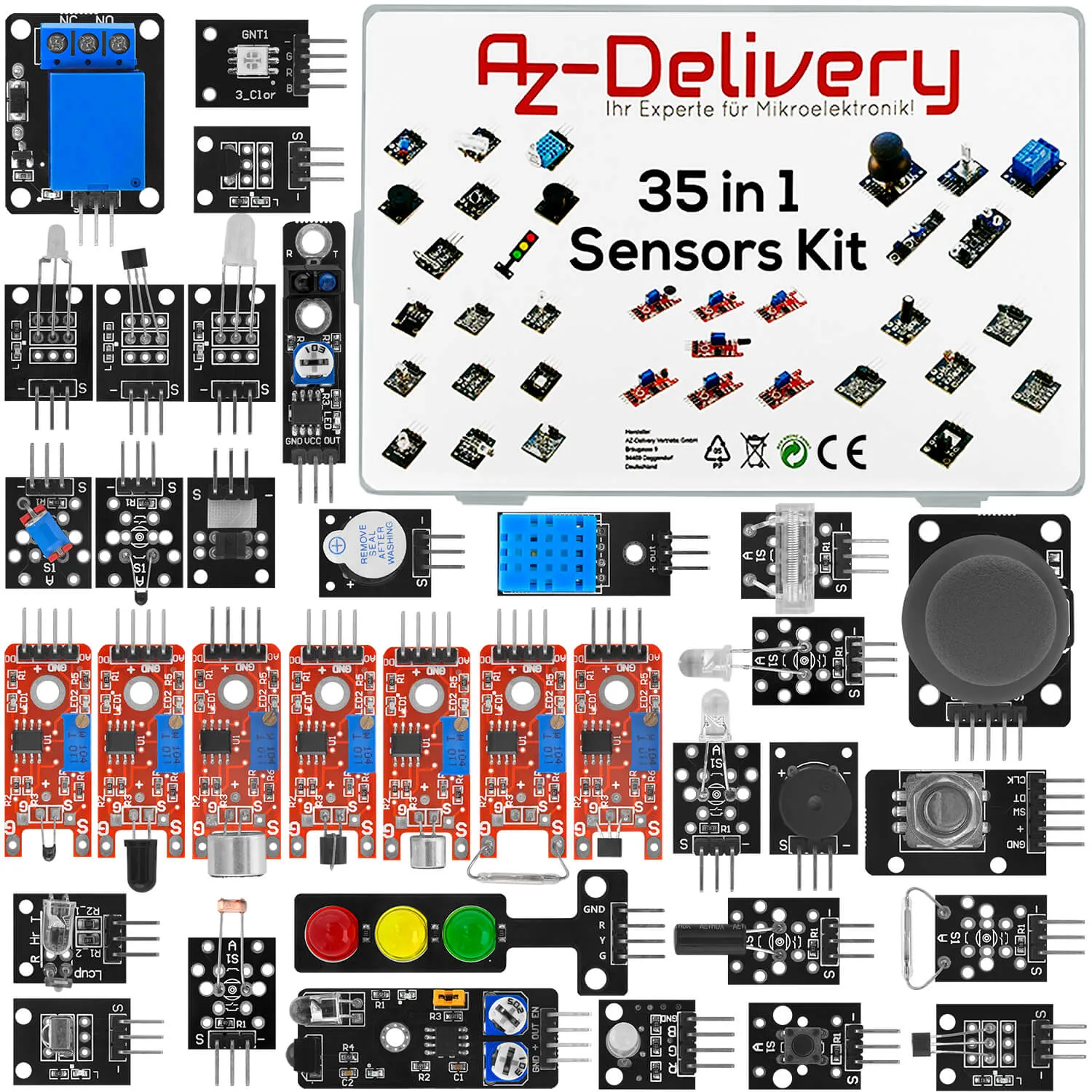 35 in 1 Sensorenkit Modulkit und Zubehörkit kompatibel mit Arduino und Raspberry Pi