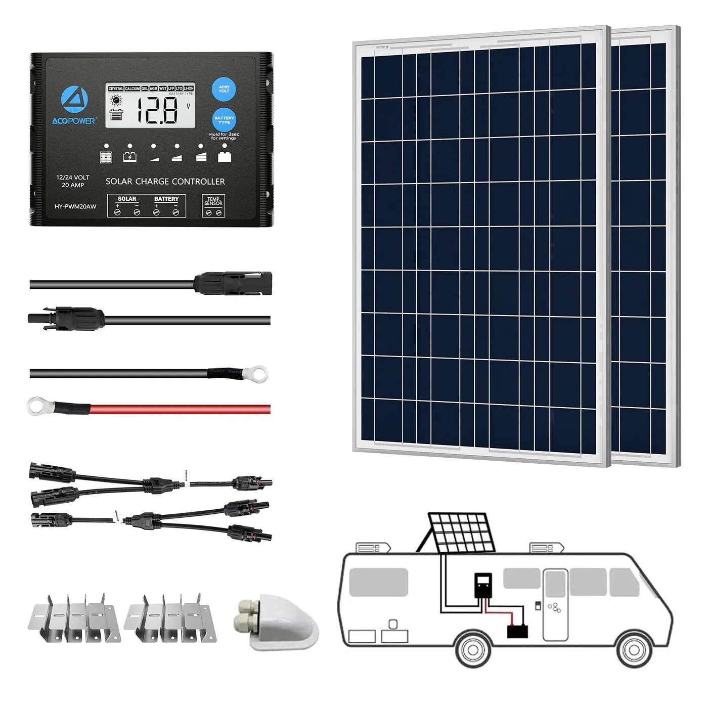 ACOPower 12V Polycrystalline Solar RV Kits