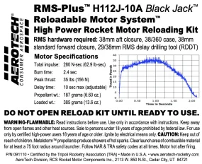 AeroTech H112J-10A RMS-38/360 Reload Kit (1 Pack) - 091110