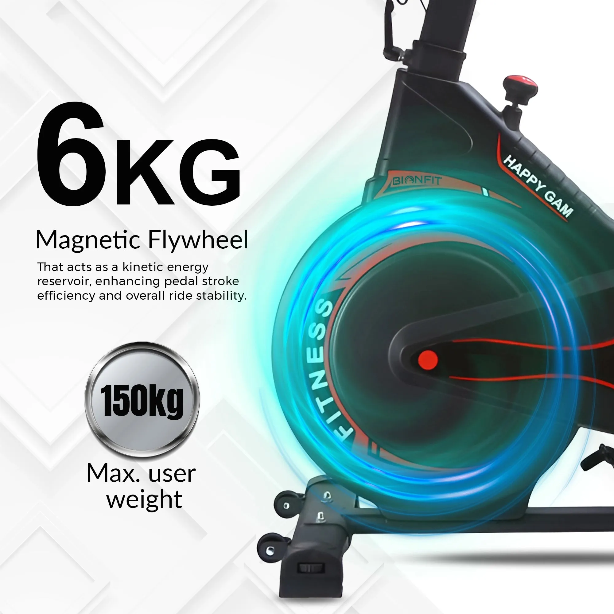 BIONFIT CycloneX Magnetic Spin Exercise Cycle for Home Gym, User weight 150kg, Wheel 6kg Spinner Exercise Bike  (Black)