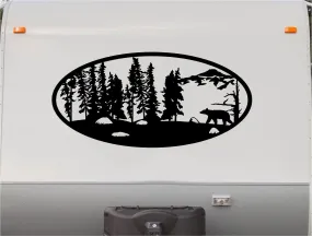 Brown Bear Forest Hunting Mountains RV Camper 5th Wheel Motor Home Vinyl Decal Sticker