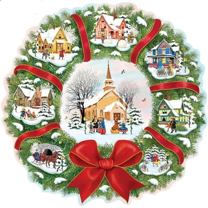 Christmas houses, Christmas Wreath Diamond Painting Kits (Round or Square)