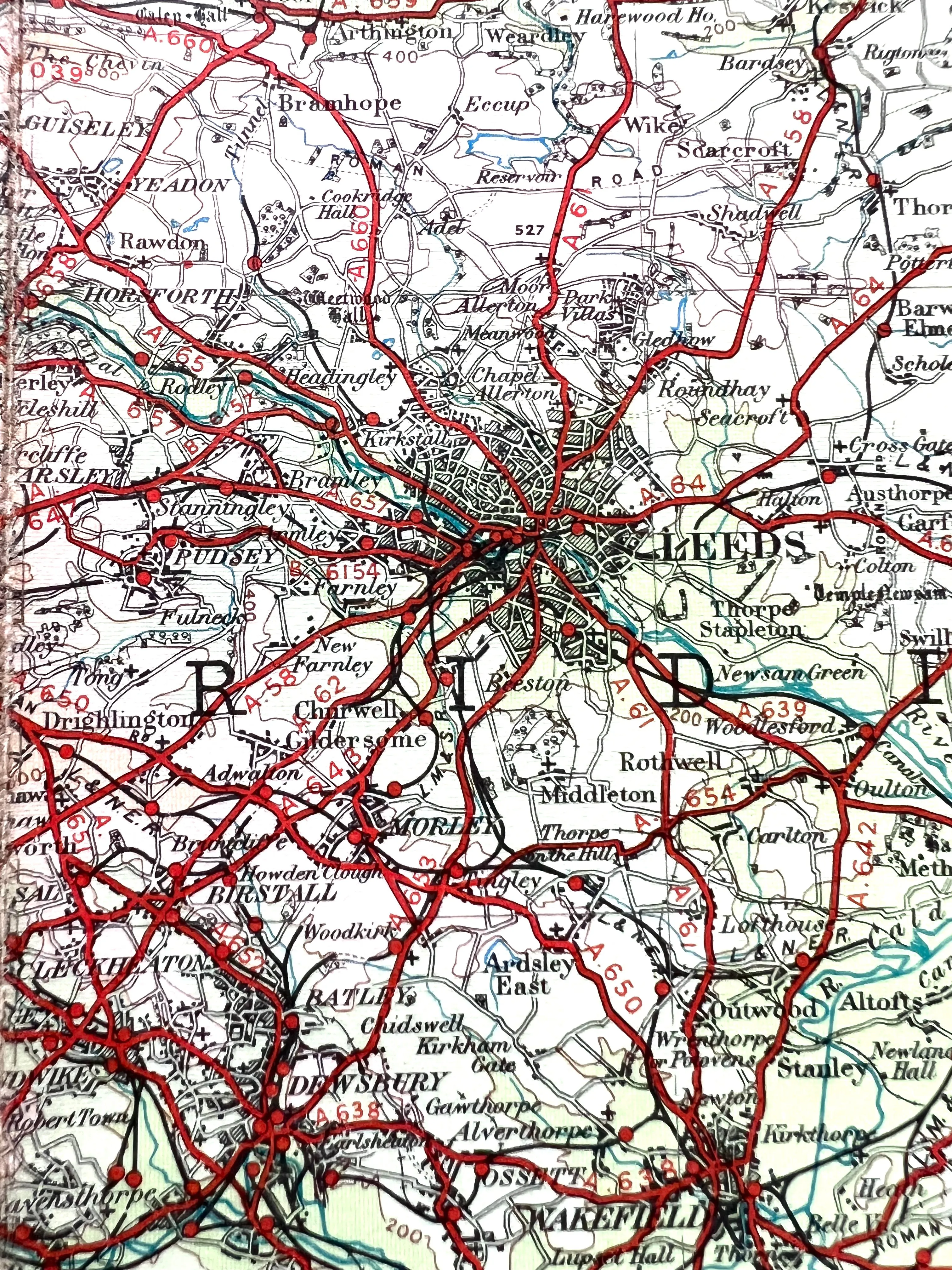 Detailed 1920s ORDNANCE SURVEY Contoured MAP of North Central England incl WESTMORELAND, NORTH YORKSHIRE, NORTH WEST LANCASHIRE