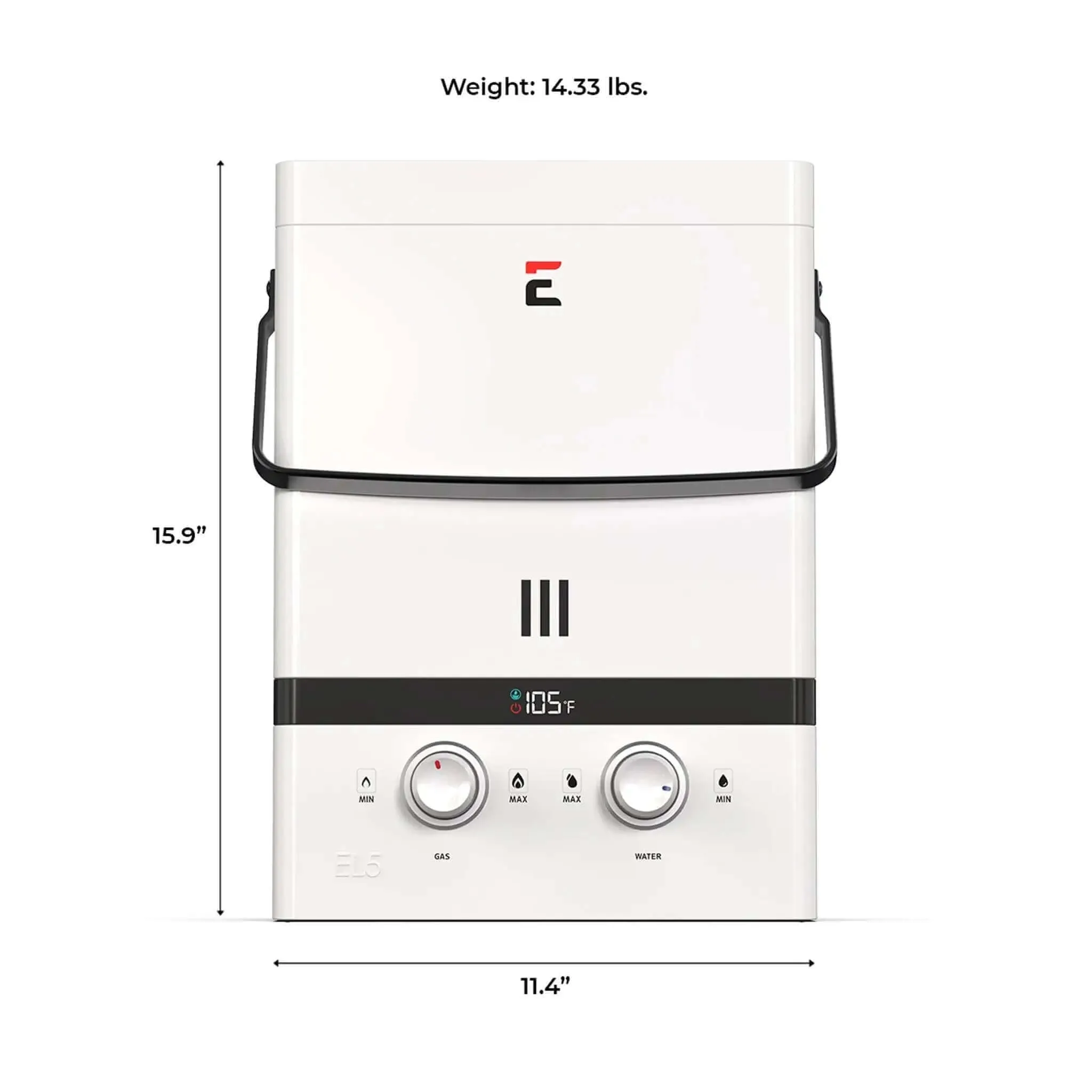 Eccotemp EL5 1.5 GPM 37,000 BTU Luxe Outdoor Portable Tankless Water Heater with LED Display