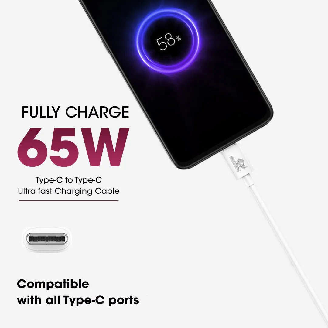 Kivart Steller Type C to C Cable | 65watt/3A Fast Charging | 480mbps Data Transmission | Universal Compatibility | 1 Meter length