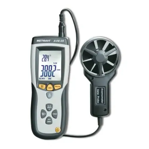 Metravi AVM-08 Thermo-Anemometer with CFM/CMM and built-in Infrared Thermometer