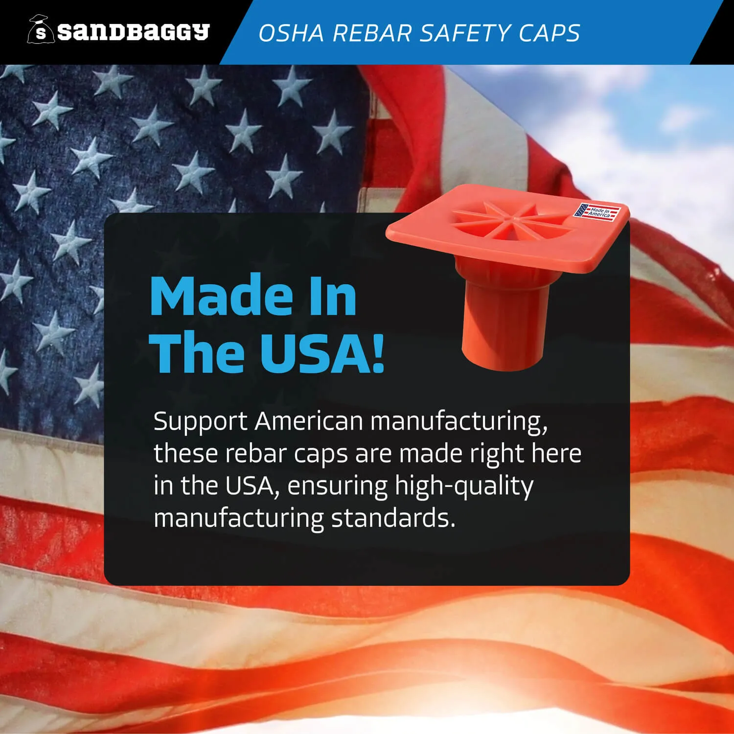 OSHA Rebar Safety Caps (Impalement Protection) | Rebar #3 - #8 | T-post Caps (Made in the USA)