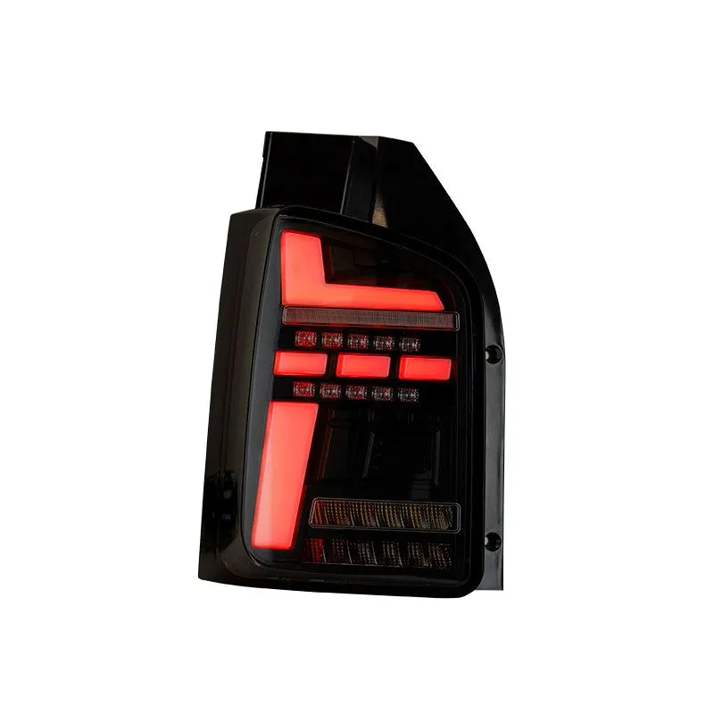 VW T6 – Rear Lights – Sequential Indicator – LED – Barn Door – Black Smoke (T6.1 Style)