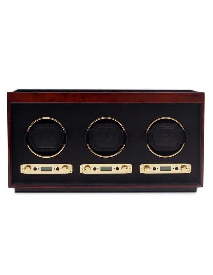 WOLF Meridian Triple Watch Winder - Burlwood - Module 2.7 Winder